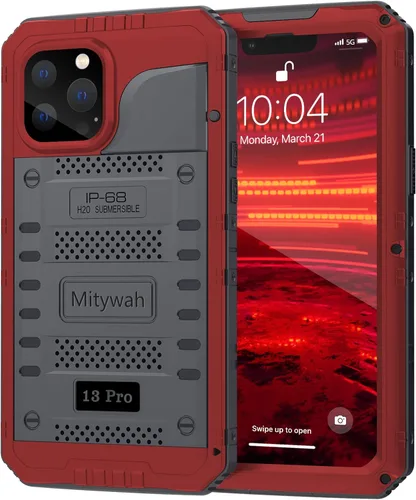 Vista 65 de Mitywah Funda impermeable para iPhone 7/iPhone 8 / iPhone SE 2020, funda de metal resistente de grado militar, protección de cuerpo completo