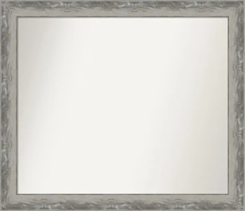 Vista 350 de Amanti Art Espejo de baño plateado para sobre el fregadero, 24 x 24 pulgadas, espejo cuadrado de peltre forjado a medida, marco de madera casual