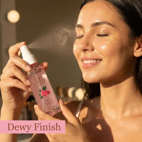 Vista 8 de NATURE WELL Rose Water - Tóner facial hidratante para piel húmeda y radiante, refrescante, acondicionador, calmante, hidratante, perfecto
