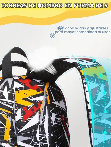 Vista 8 de BLUEFAIRY Mochila infantil para niños primaria, primaria, escuela secundaria, bolsas de libros para libros de regreso a clases, mochila con Negro