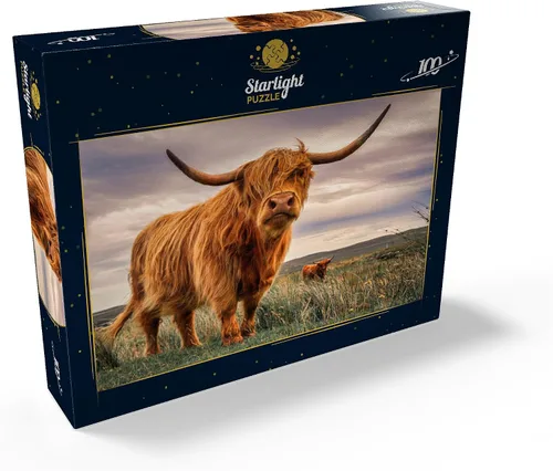 Vista 2 de MyPuzzle Strict Pair of Highland Cows Caught On The North Coast of Scotland - Rompecabezas prémium de 100 piezas para adultos