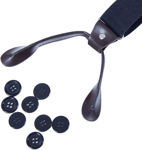 Vista 3 de AWAYTR Tirantes de botón marrón para hombre, tirantes elásticos ajustables en forma de Y