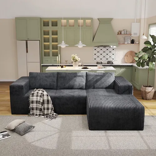 Vista 25 de Sofás modulares de pana otomana de 28.74 pulgadas para sala de estar, taburetes de sofá sin hueso, no requiere montaje, sofá profundo en una caja