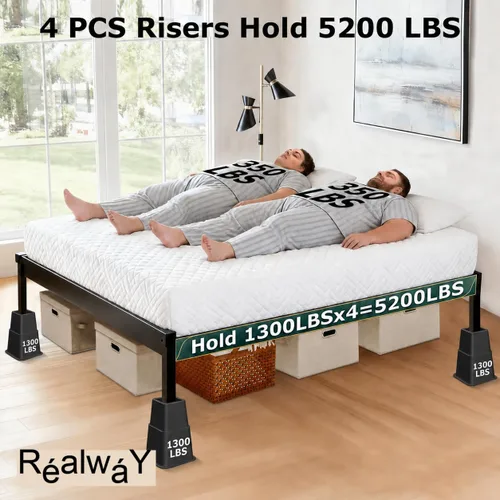 Vista 2 de RÉALWÁY - Paquete de 8 elevadores de muebles de cama, 3, 5, 8 pulgadas, combinación 3 en 1, resistentes para sofá, marco de cama, armario de mesa