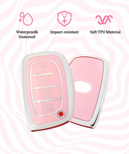 Vista 3 de Funda para llavero de automóvil, accesorios de automóvil, protección de TPU suave, funda para llave con llavero para mujer, protección completa