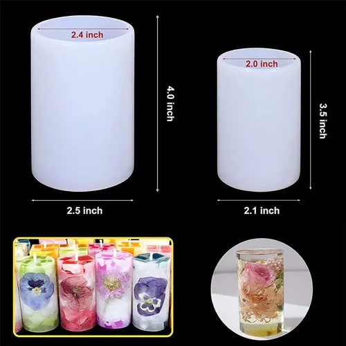 Vista 6 de Katutude Paquete de 5 moldes para velas cilíndricas, moldes de silicona 3D para velas perfumadas de bricolaje, jabón hecho a mano, cera