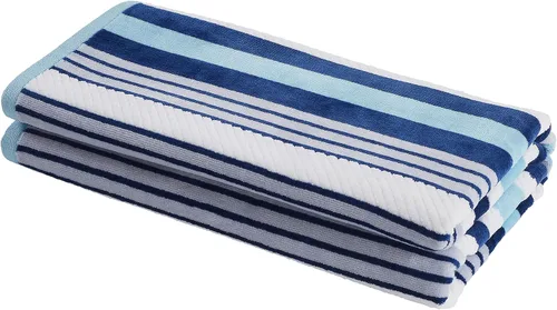 Vista 20 de Superior Toalla de playa de gran tamaño con textura de rayas, 100% algodón, suave, afelpada y altamente absorbente (juego de 2)