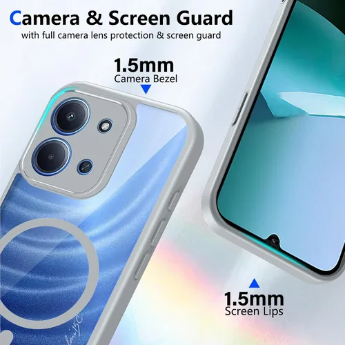 Vista 353 de Funda magnética transparente compatible con Xiaomi 17T, color negro 2 en 1 PC + TPU cubierta de teléfono a prueba de golpes, carcasa protectora