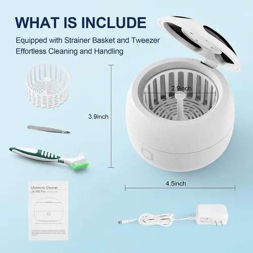 Vista 8 de Máquina limpiadora ultrasónica de retenedores 2025 – Limpiador de dentaduras postizas de 45 kHz para protectores nocturnos y bucales – Limpiador