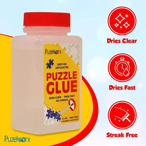 Vista 2 de Playkidz PuzzleWorx - Pegamento para rompecabezas, aplicador fácil de poner, paquete de 2, pegamento transparente no tóxico para rompecabezas