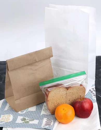 Vista 7 de MT Products Bolsas de papel kraft de 8 libras. Bolsas de almuerzo de papel desechables perfectas para ir de compras - Paquete de 100