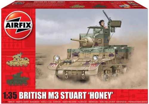 Vista 8 de Airfix British M3 Stuart Honey 1:35 WWII Militar Tanque Armadura de Plástico Modelo Kit A1358