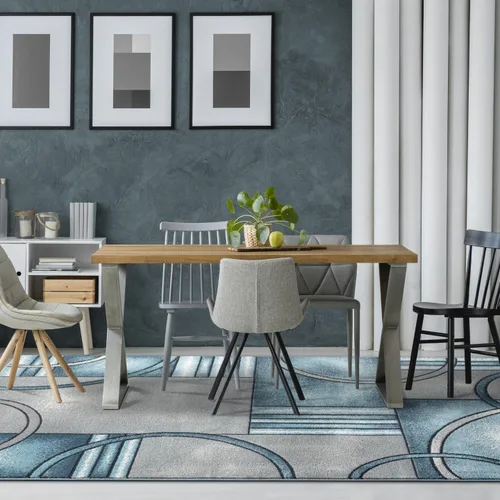 Vista 4 de LUXE WEAVERS Art Deco - Alfombra geométrica azul de 6 x 9 pulgadas
