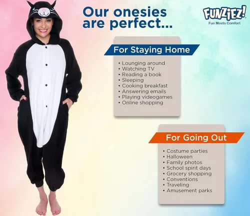 Vista 5 de FUNZIEZ! - Disfraz de Halloween para adultos, de animales y criaturas marinas, mameluco afelpado para cosplay, para mujeres y hombres