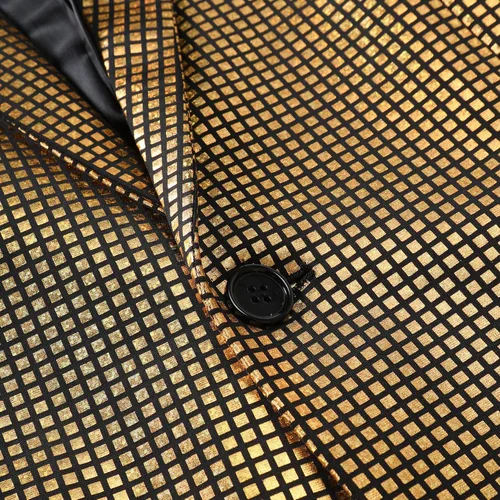Vista 6 de WULFUL Traje de discoteca de 2 piezas para hombre, disfraz de los años 70, chaqueta y pantalones de lentejuelas para fiesta de Halloween, trajes