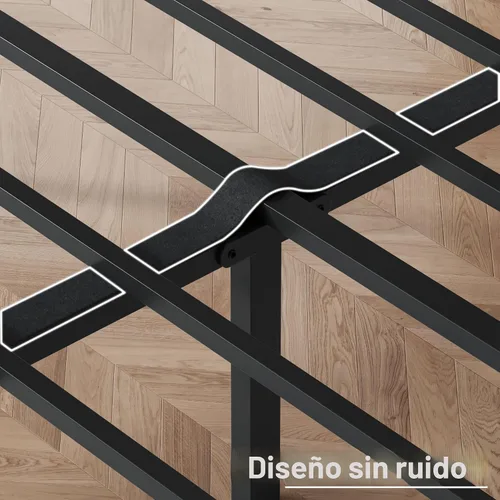 Vista 6 de Fluest Base de cama individual con cabecero, tapizada en cuero PU, marco de plataforma con soporte de listones metálicos, con espacio