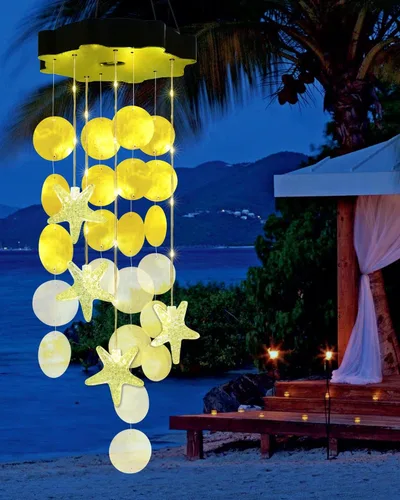 Vista 8 de Toodour Campanillas de viento solares para exteriores, conchas, regalos de luz para mamá, abuela, mujeres, esposa, niñas, luz móvil decorativa solar