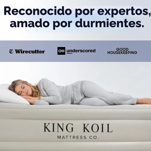 Vista 7 de King Koil Colchón de Aire Individual con Superficie Acolchada de Felpa con Bomba de Alta Velocidad Integrada para Acampar, Hogar e Invitados