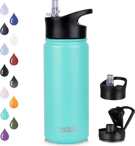 Vista 20 de HASLE OUTFITTERS Botella de agua aislada de 16 onzas para niños, botella de agua de acero inoxidable de doble pared al vacío, a prueba de fugas