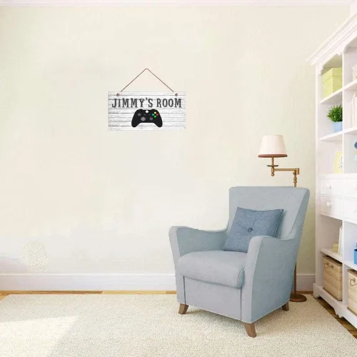 Vista 5 de Letreros personalizados, bonitos y divertidos letreros personalizados con diseño de gamepad para decoración de pared, exquisitos letreros
