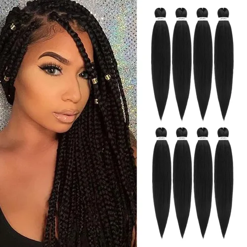 Vista 18 de Cabello trenzado preestirado - 12 pulgadas, 8 paquetes, cabello trenzado corto natural negro para trenzas torcidas o en caja, extensiones de cabello