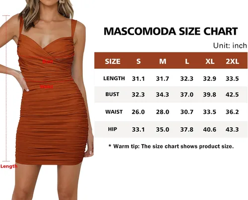Vista 7 de MASCOMODA Vestido corto de verano para mujer, con tirantes delgados, fruncido, corto, sexy, cuello en V, vestido de cóctel para invitadas de boda