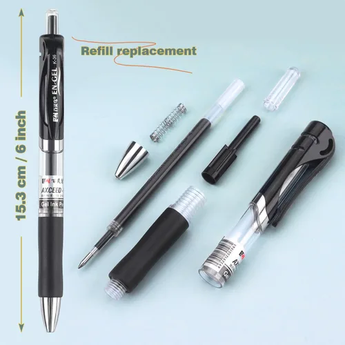 Vista 2 de Bribobo Bolígrafos de gel de punta fina, bolígrafos de escritura suave, bolígrafos retráctiles de tinta negra para suministros de oficina escolar