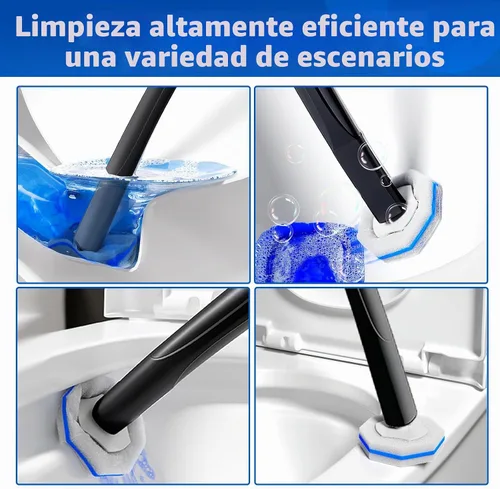 Vista 4 de Cepillo desechable para inodoro, limpiador de inodoro, suministros de limpieza de inodoro, escobilla de inodoro con soporte, varitas limpiadoras