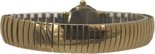 Vista 2 de Peugeot - Reloj para mujer con bisel de cristal chapado en oro de 14 quilates con pulsera de expansión suave, Oro