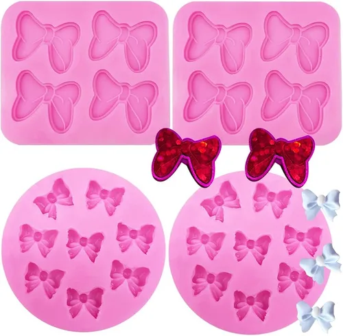 Vista 8 de 2 Pcs Bow Fondant Mold Bowknot Silicone Molds for Cake Decorating Baking