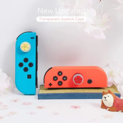 Vista 2 de ZONSK - Tapas transparentes para Nintendo Switch & Lite, color rojo y amarillo
