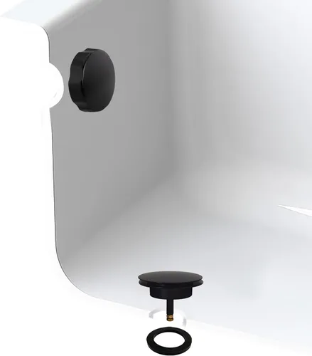 Vista 3 de Westbrass Moldura estándar para residuos de baño de accionamiento por cable, negro mate, D50T-62