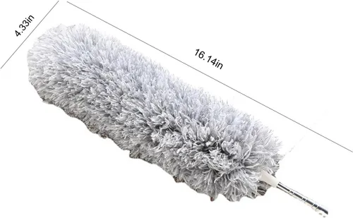 Vista 2 de Plumero extra largo con poste de extensión de 110 pulgadas para limpiar ventilador de techo, plumero de microfibra con poste de extensión