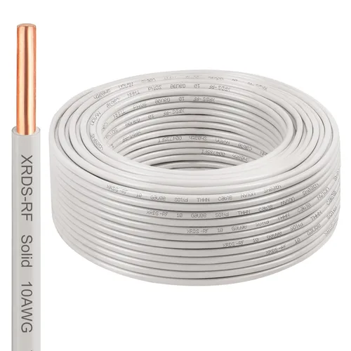 Vista 53 de Cable THHN 25 pies, Conductor Único de Cobre Desnudo, Cable Eléctrico Rojo 10AWG, Cable de Construcción Sólida de 600V con Funda de Nylon