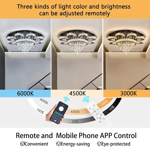 Vista 7 de HAIXIANG Lámpara de araña moderna para sala de estar, lámparas de araña glamurosas, lámpara de techo con control remoto, luces regulables, 32 Negro
