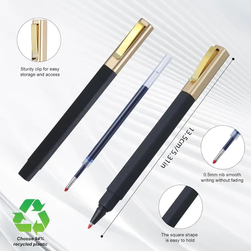 Vista 3 de 6 paquetes de bolígrafos de gel negros de 0.5 mm de punta media, bolígrafos de tinta de gel con tapa, secan rápidamente, bolígrafo de punta redonda