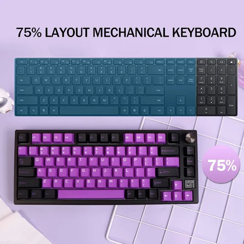 Vista 2 de EPOMAKER TH80 SE Junta 75% teclado mecánico, NKRO intercambiable en caliente RGB 2.4Ghz Bluetooth 5.0 Teclado para juegos con cable con espuma