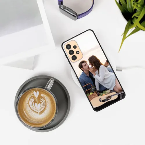 Vista 4 de Funda de teléfono con foto personalizada para Samsung Galaxy A13 4G, imagen/texto personalizados, funda negra delgada y suave, regalo único de nicho