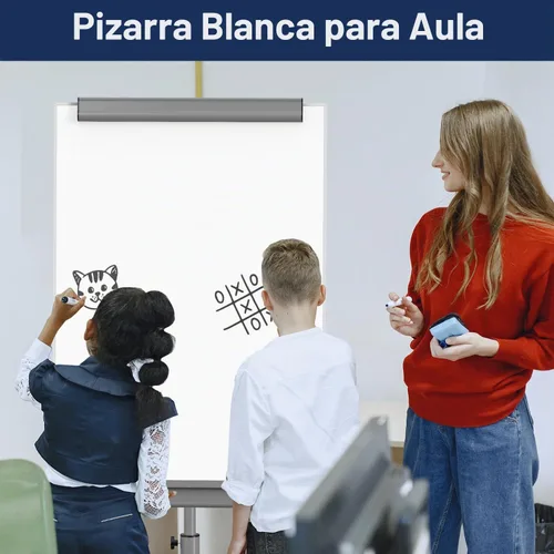 Vista 9 de TSJ OFFICE Rolling Whiteboard Standing - 40 x 26 Inches Mobile White Board Gris