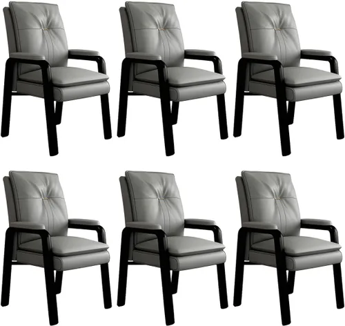 Vista 27 de PU Leather Conference Chair with Fixed Arms High-Back Ergonomic Mahjong Chair Chess Card Room Backrest Computer Chair Long-Term Sitting Mahjong