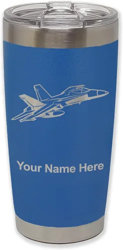 Vista 38 de LaserGram Taza aislada al vacío de 20 onzas, Fighter Jet 2, grabado personalizado incluido (negro)