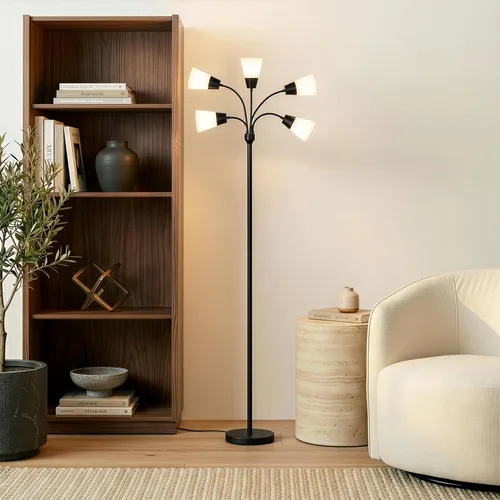Vista 5 de Brightech Medusa - Lámpara de pie LED moderna – Lámpara de pie de múltiples cabezales para salas de estar y oficinas – Lámpara alta con pantalla