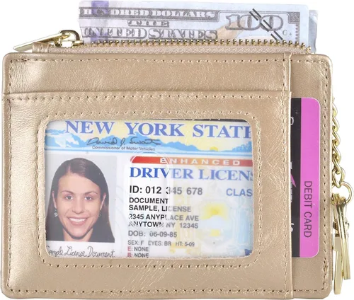 Vista 2 de Monedero delgado con bloqueo RFID, con bolsillo frontal para monedas, tarjetero, para mujer