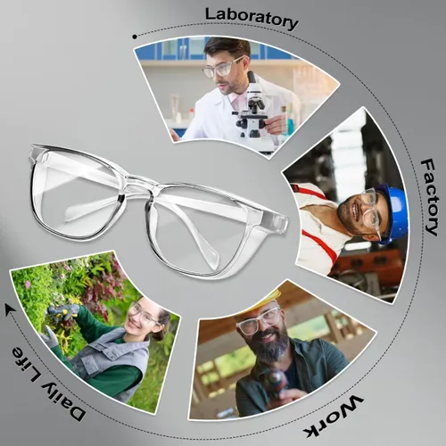Vista 7 de Ansi Z87.1 Clear Safety Glasses With Side Shields Anti Fog Scratch Resistant Stylish Eye Protection For Men