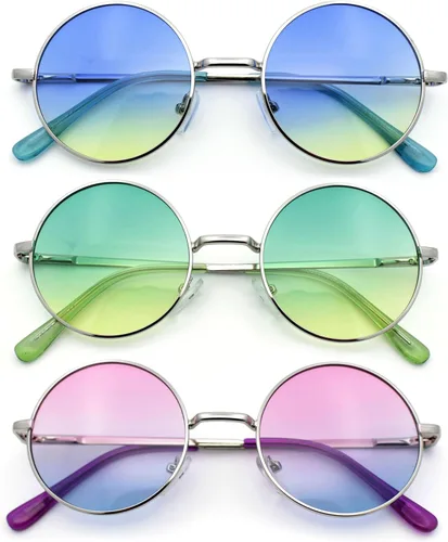 Vista 8 de SA106 Gafas de sol hippie redondas con lentes de gradiente de color de verano