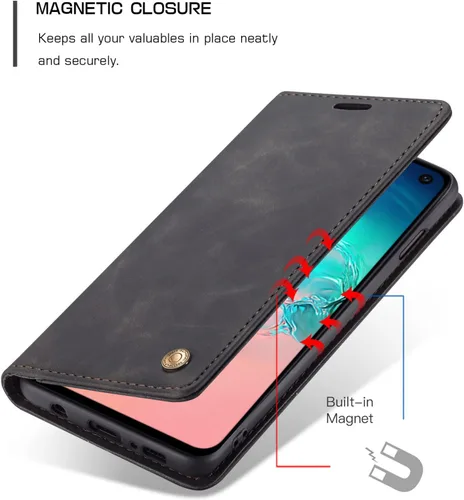 Vista 3 de Funda de cuero estilo cartera vintage para Samsung S