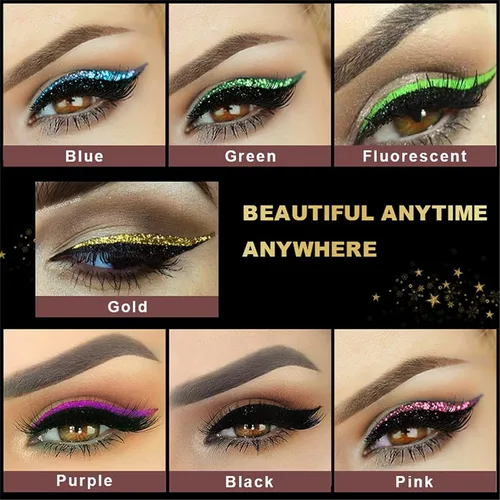 Vista 2 de Pestañas postizas, delineador de ojos reutilizables y calcomanías de pestañas de 7 colores, impermeables, fáciles de poner y quitar, pestañas