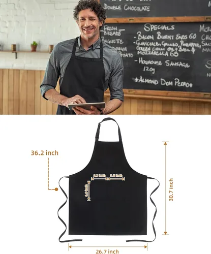 Vista 3 de Xeoxarel Delantal de chef para hombres y mujeres, 31 x 27 pulgadas, grande con lazos de cintura de 36 pulgadas, 2 bolsillos, delantales de cocina