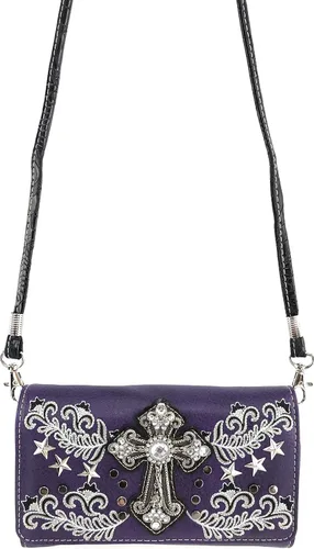 Vista 3 de Zelris Western Cross Star - Cartera cruzada con diseño floral para mujer
