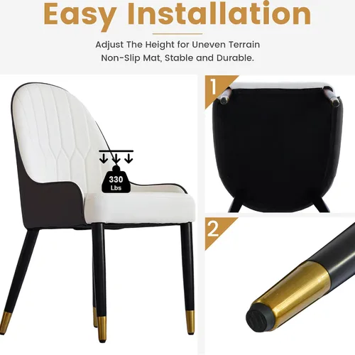 Vista 7 de Juego de 2 cómodas sillas auxiliares de poliuretano, silla de comedor de estilo minimalista moderno, sillas de respaldo de estructura resistente